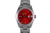 Rolex Mens Stainless Steel Date With Retro Red Dial