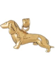 Dazzlers Solid 14 karats gold Dachsund Dog Charm Pendant Available in three colors from jewelsberry (weights: 2.6 grams only)