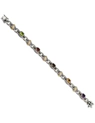 Sterling Silver W/14k 5.05tw Multi Gemstone 7.5in Bracelet
