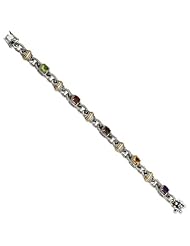 Sterling Silver w/14k Gold 5.05tw Multi Gemstone 7.5in Bracelet