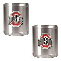 Ohio State Buckeyes NCAA 2pc Stainless Can Holder Set by Great American Products