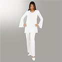 Flared Sleeve Top And Pant Set In White (Petite, Tall & Misses Sizes XS-3X)