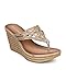 Liliana Women Glitter Hollow Out Chain Thong Cork Wedge Sandal DI56 - Gold