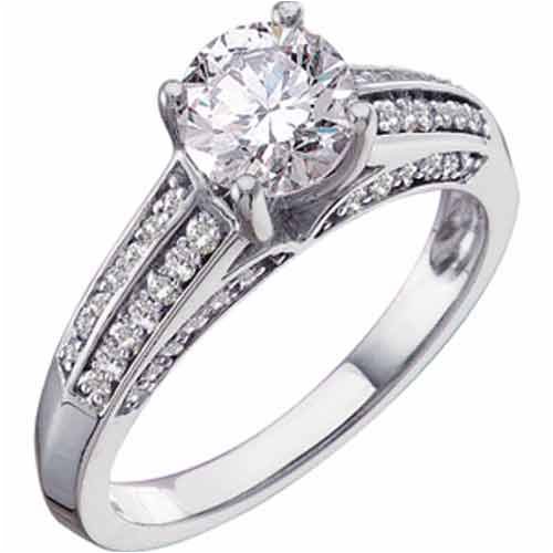 0.33 Ct.T.W. Sparkling Round Cut Diamonds  14Kt. White Gold. Diamond Engagement Ring Semi Mount Setting
