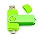AreTop Dual Flash Drive 8GB OTG USB2.0 Flash Drive Disk Memory Stick Thmb Drives USB Stick Pen Drive With Caps for Both Computers and Android Devices, Green