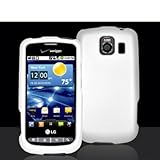 White Rubberized Snap-On Hard Skin Case Cover for LG Vortex VS660 Phone New ....