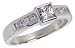 Sterling Silver .40 Carat Size Princess Cut Cubic Zircon Bridal Ring