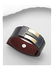 Black Leather Bracelet In White Base