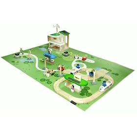 Plan Toys Eco Town Deluxe Adventure Set with Bonus Light Rail Train