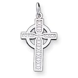 14k Gold White Gold Celtic Cross Charm
