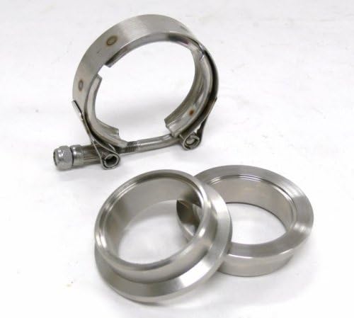 GRWA 2.50'' V-Band Flange &amp; Clamp Kit Turbo Exhaust Downpipes Universal 2.50Inch