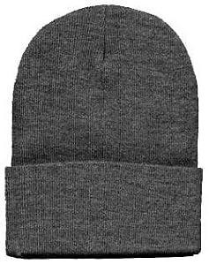 Long Knit Beanie Ski Cap Hat In Charcoal Gray