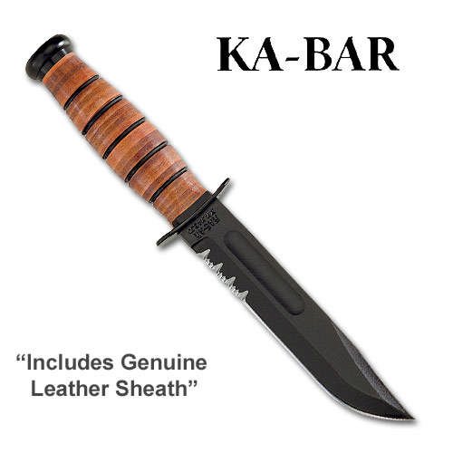Cover image : Army Fighting/Utility Knife, Serrated, Leather Sheath