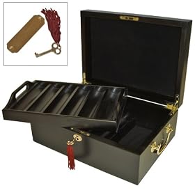 SPECIAL Mahogany Logoed Poker Chip Case - Holds 500 Chips