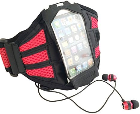 iPhone 5/5c/5s Sport Armband and Earphone Duo for Running, Exercise, Biking, and Workouts by KangaKit (Red/Red)