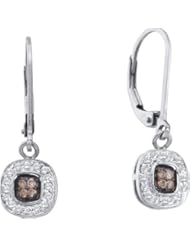 14KT White Gold 0.23 CTW COGNAC Diamond Fashion Ladies Earring