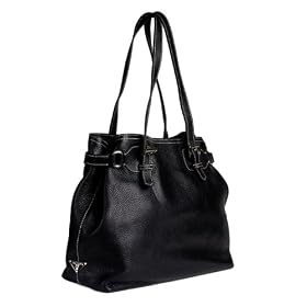 Prada BR1594 Black Leather Tote Handbag