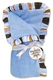 Trend Lab Receiving Blanket in Blue Velour with Max Stripe Ruffle