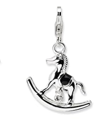 Sterling Silver Swarovski Element Rocking Horse with Lobster Clasp Charm