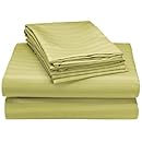 Hotel New York 90GSM Embossed Dobby Stripe Microfiber 6-Piece Pillowcases and Sheets Set, King, Sage