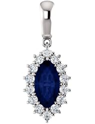 Platinum 10.00x5.00mm Marquise Cut Sapphire and Diamond Pendant -- LIFETIME WARRANTY