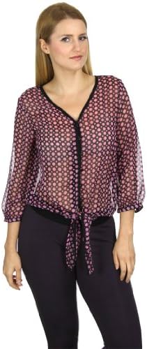 BeLush Women's Plus Size Chiffon Polka Dot Print Blouse 1XL (14/16) Pink
