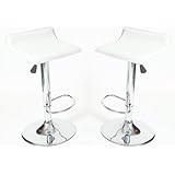 Roundhill Contemporary Chrome Air Lift Adjustable Swivel Stools with White Seat, Set of 2