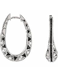 14K White Gold Black and White Diamond Hoop Earrings - 1.00 Ct. -- LIFETIME WARRANTY