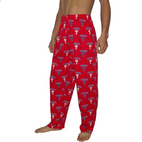 Mens MLB Philadelphia Phillies Cotton Thermal Sleepwear / Pajama Pants - Red (Size: XL)