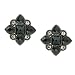 Black Beauties Ornate Medallion Clip Earrings