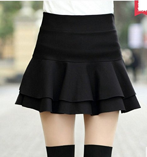 一茶先生 レディース スカート ミニ ショート 丈 ワンカラー 黒 ヒラミニ キュロット スカパン