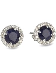 14k White Gold Gemstone and Diamond Halo Stud Earrings (1.20 cttw, H-I Color, I1-I2 Clarity)