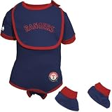 Majestic Texas Rangers Navy Blue Infant Three Piece Gift Set