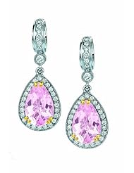 Charles Krypell 18K White Gold Morganite and Diamond Drop Earrings