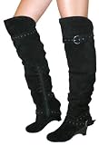 41Q7uSFkb1L. SL160  NAUGHTY MONKEY Fuel Me Up Womens Suede Thigh High Slouchy Buckle Dress Boot Shoes Black