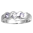 Sterling Silver Baby Ring - Dainty Silver Twist with Three Lavender CZ Crystals and June Birthstone Ring (size 3) in Heart-Shaped Black Velvet Gift Box