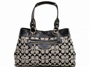 Coach Signature Penelope Satchel Business Bag Purse Tote 15533 Black White