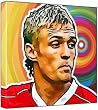 Darren Fletcher - Pop Art Print (Multicolour; Rainbow Circle Background) 30 x 30 x 2 cm Medium Square Deep Box Canvas