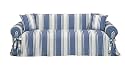 Classic Slipcovers Printed Classic Stripe Canvas Sofa Slipcover, Blue