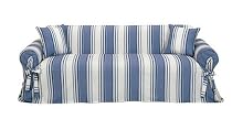 Classic Slipcovers Printed Classic Stripe Canvas Sofa Slipcover, Blue