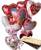 12 Mylar Balloon Bouquet with Chocolates, Romantic - B000MDAYX8