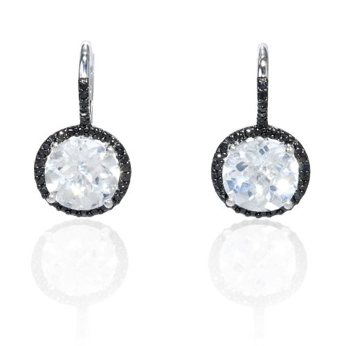 41Q82K4MyHL Diamond and White Topaz 14k White Gold and Black Rhodium Dangle Earrings