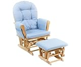 Stork Craft Hoop Glider and Ottoman Set, Natural/Blue