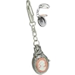 Elegant Pink Cameo Lady Locket Style Key Chain Pocket Watch - It Opens