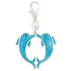 Dolphins Circle Clasp Charm Pendant