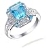 2.50 CT Swiss Blue Topaz & Diamond Ring In White Gold