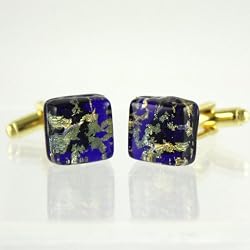 Handmade Murano Glass Cufflinks - Gemelli Blue