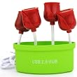 Romantic Rose USB 2.0 4-Port Ultra Mini Hub, Green Base