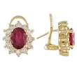 14K Yellow Gold Ruby and Diamond Earrings