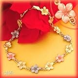 14K Tri-Color Tropical Hawaiian Flowers Bracelet
